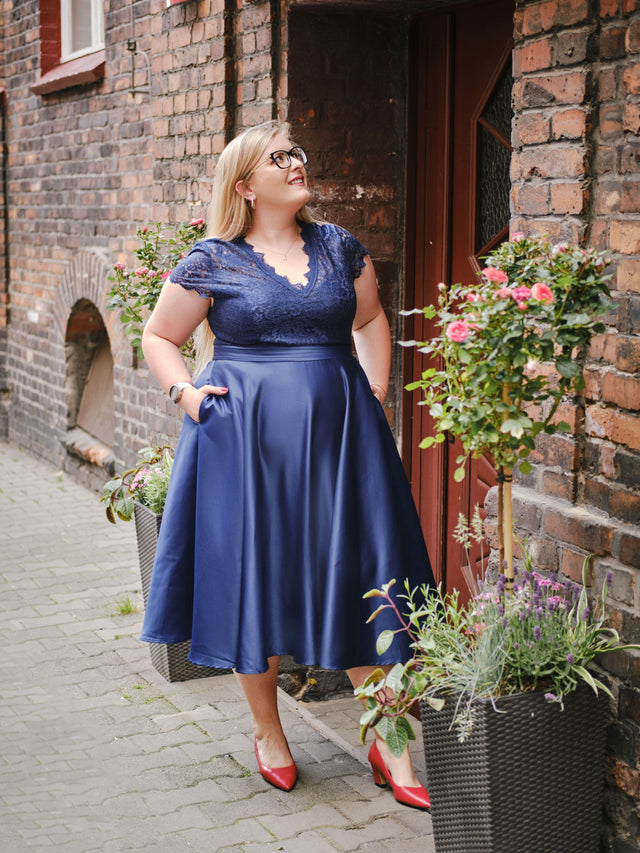 ever HARLEY|Romantic V-neck Lace Bodice Wedding Guest Dress with Pockets Fan Photos 5
