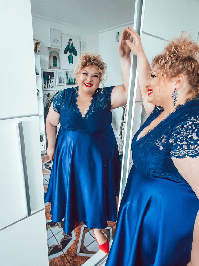 ever HARLEY|Romantic V-neck Lace Bodice Wedding Guest Dress with Pockets Fan Photos 8
