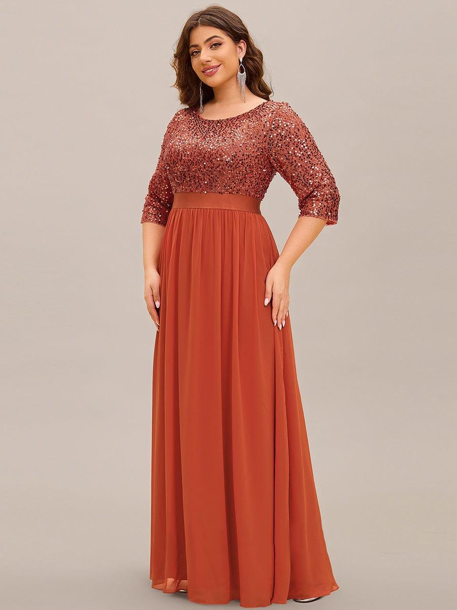 Women's Long Tulle & Sequin Evening Dresses for Mother of the Bride #color_Burnt Orange