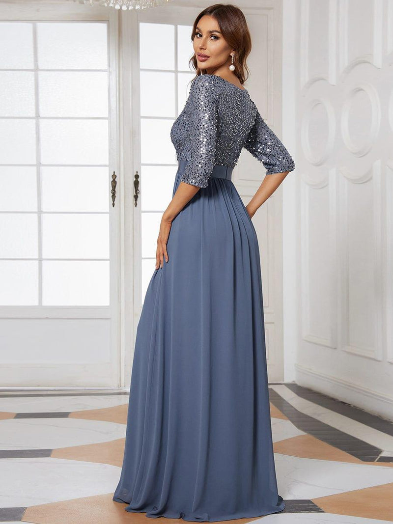 Dress for Women – Evening Dress in Sequin Fabric – Full Length – Off-Shoulder – Sleeveless main image 1