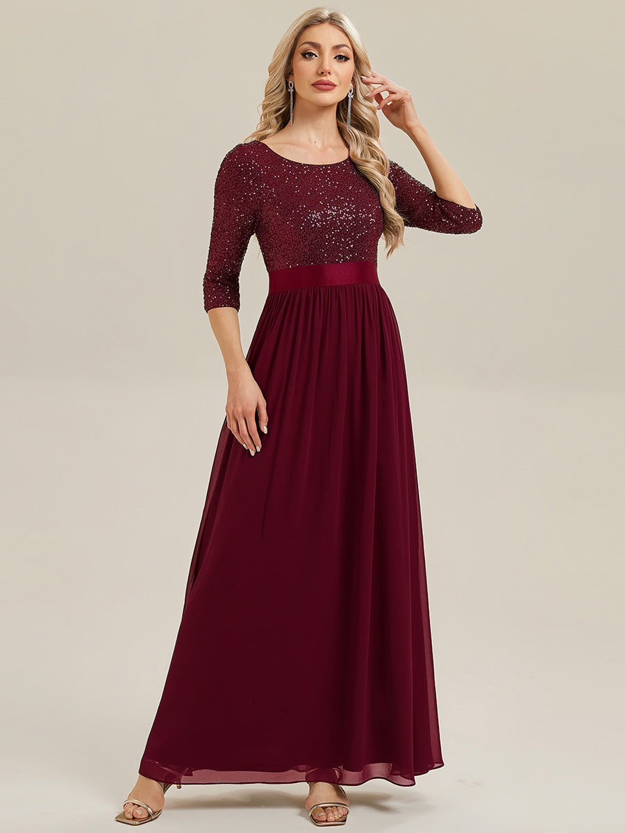 ever EMILIA|Glitter A-Line Maxi Evening Dress with Chiffon