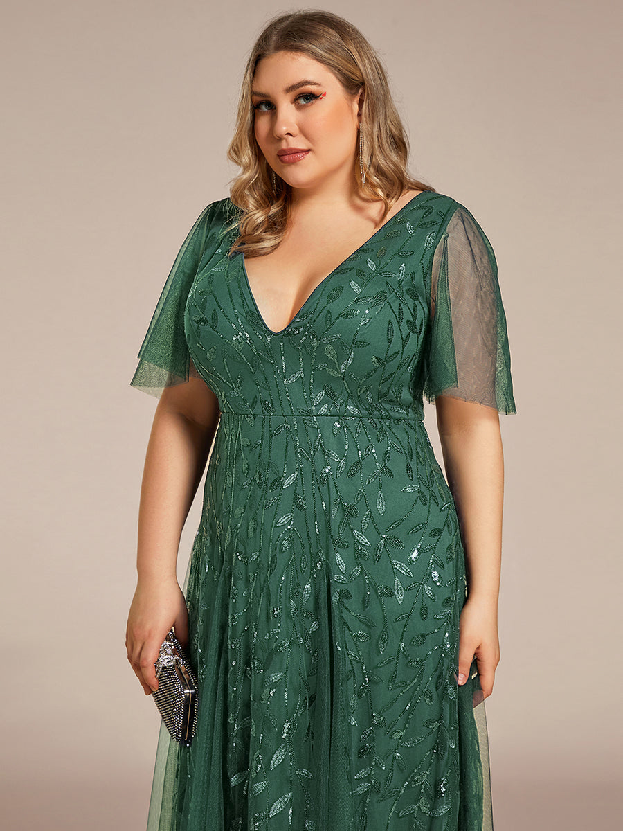 Plus Size Floor Length Formal Evening Gowns for Weddings #color_Eucalyptus