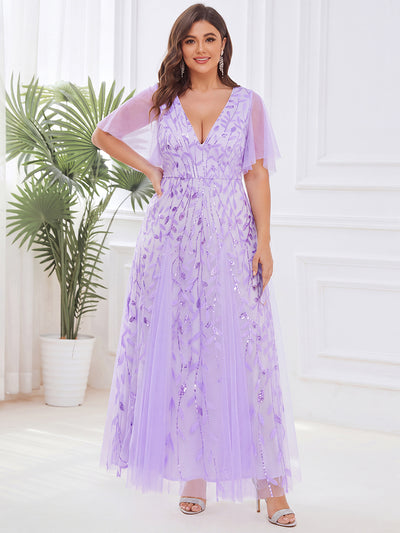 lavender color dresses for women Long Purple Sequin-Print Prom Dress Lavender / 2 bridal shower Feminine Love Lavender Purple Ruffled