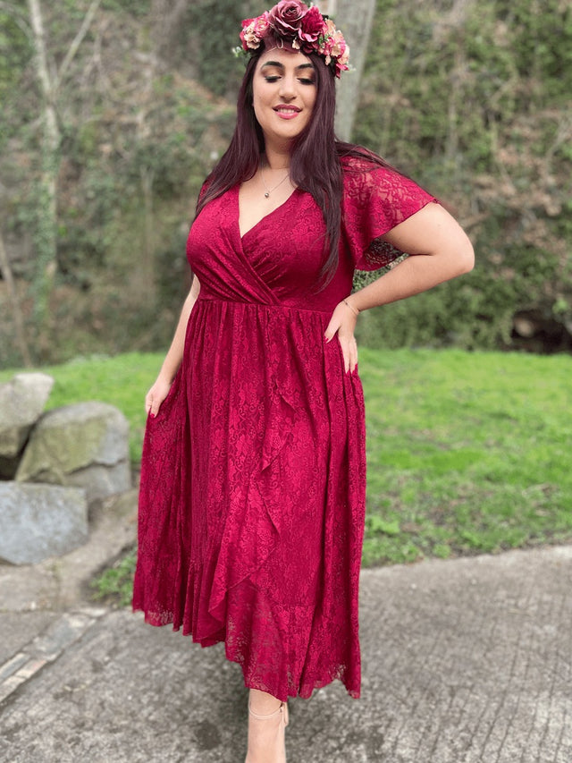 ever ELISE|Short Sleeve Ruffled Lace Mother of the Bride Dress Fan Photos 10
