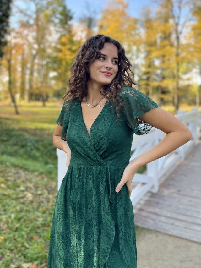 pretty ELISE|Plus Size Ruffled Lace Formal Evening Dress Fan Photos 17

