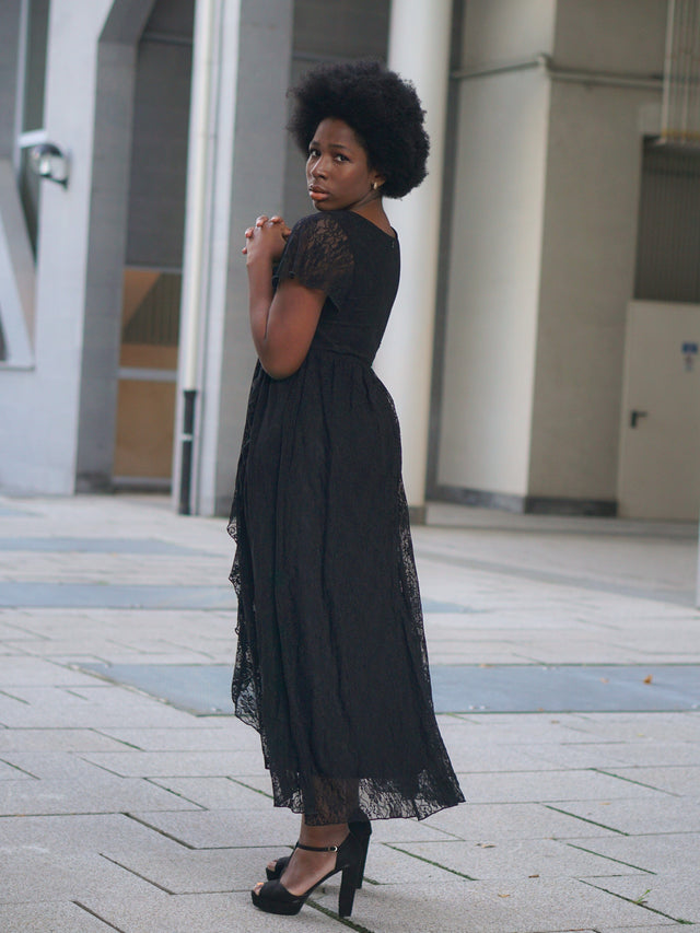 pretty ELISE|Plus Size Ruffled Lace Formal Evening Dress Fan Photos 13
