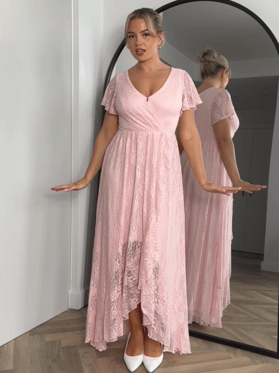 ever ELISE|Short Sleeve Ruffled Lace Mother of the Bride Dress Fan Photos 12
