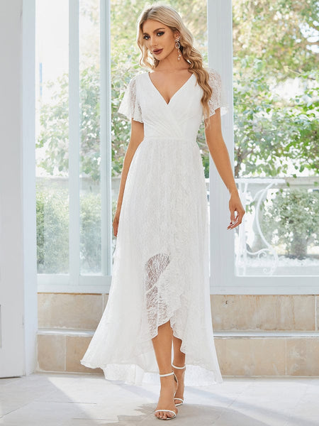 Ever-Pretty V-Neck Short Sleeve A-Line Lace Mother of the Bride Dress