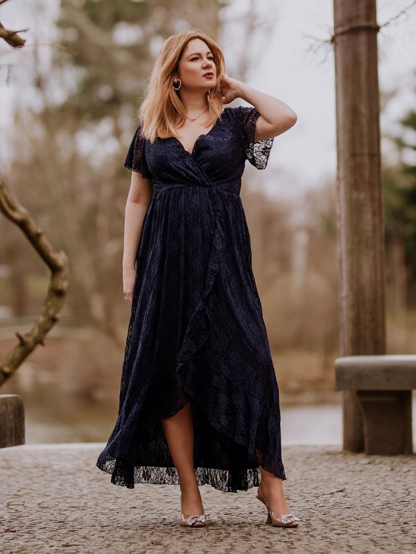 ever ELISE|Short Sleeve Ruffled Lace Mother of the Bride Dress Fan Photos 2
