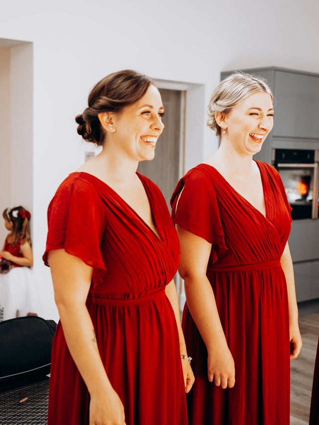 ever LEORA|Flowy Pleated A-Line Chiffon Tie-Waist Bridesmaid Dress Fan Photos 18
