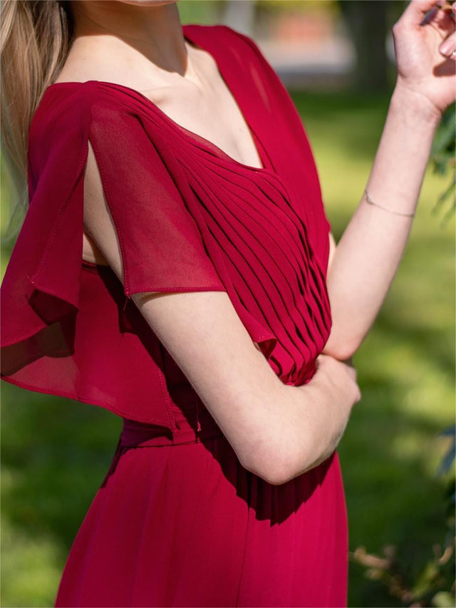 ever LEORA|Flowy Pleated A-Line Chiffon Tie-Waist Bridesmaid Dress Fan Photos 23
