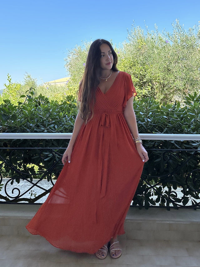 pretty LEORA|Plus Size Chiffon Tie-Waist Evening Dress Fan Photos 13
