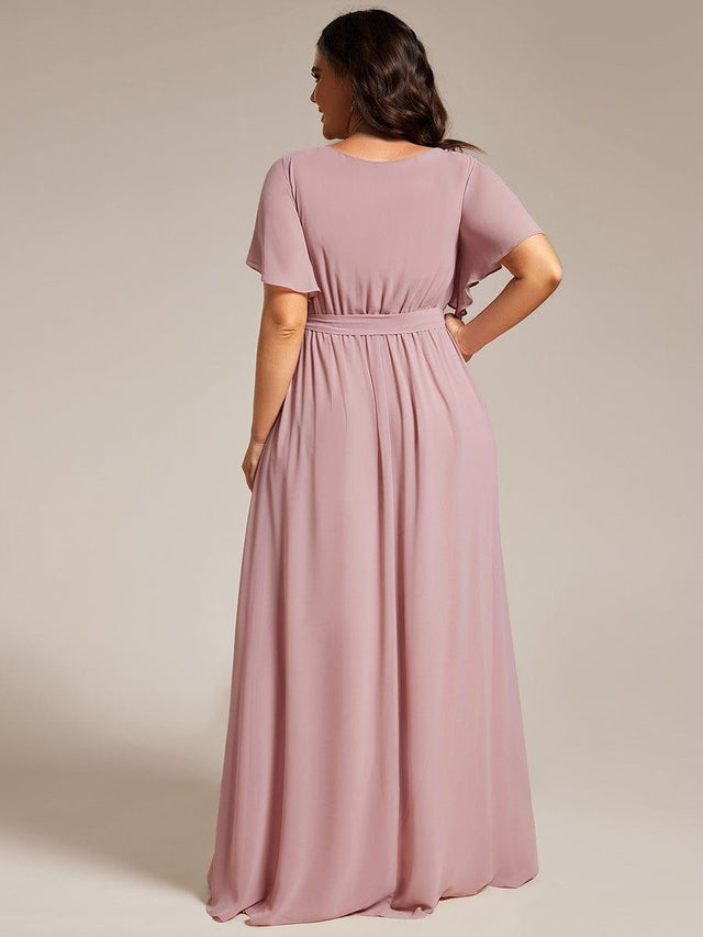 Plus Size Chiffon Bridesmaid Dress with Tie Waist
