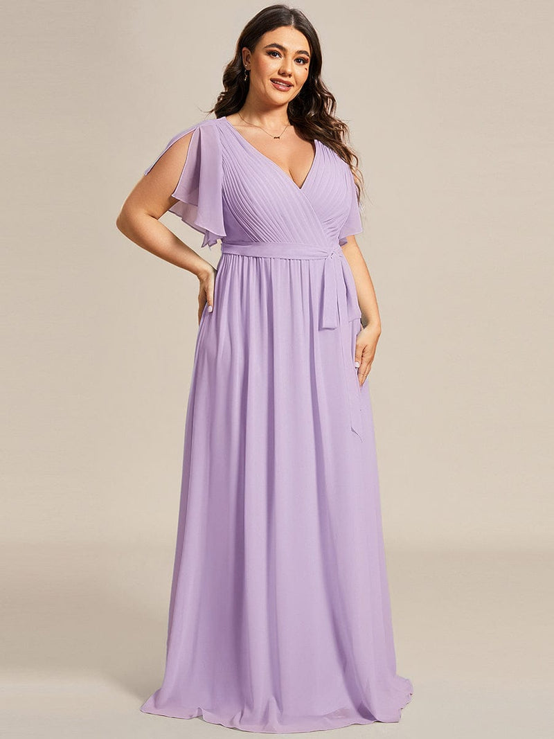 Plus Size Chiffon Bridesmaid Dress with Tie Waist