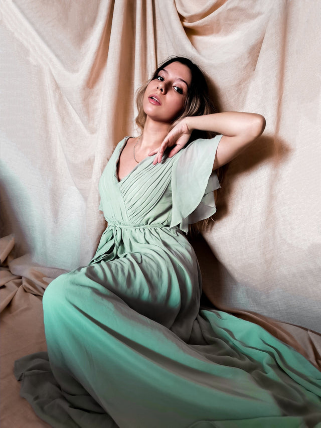 ever LEORA|Flowy Pleated A-Line Chiffon Tie-Waist Bridesmaid Dress Fan Photos 19
