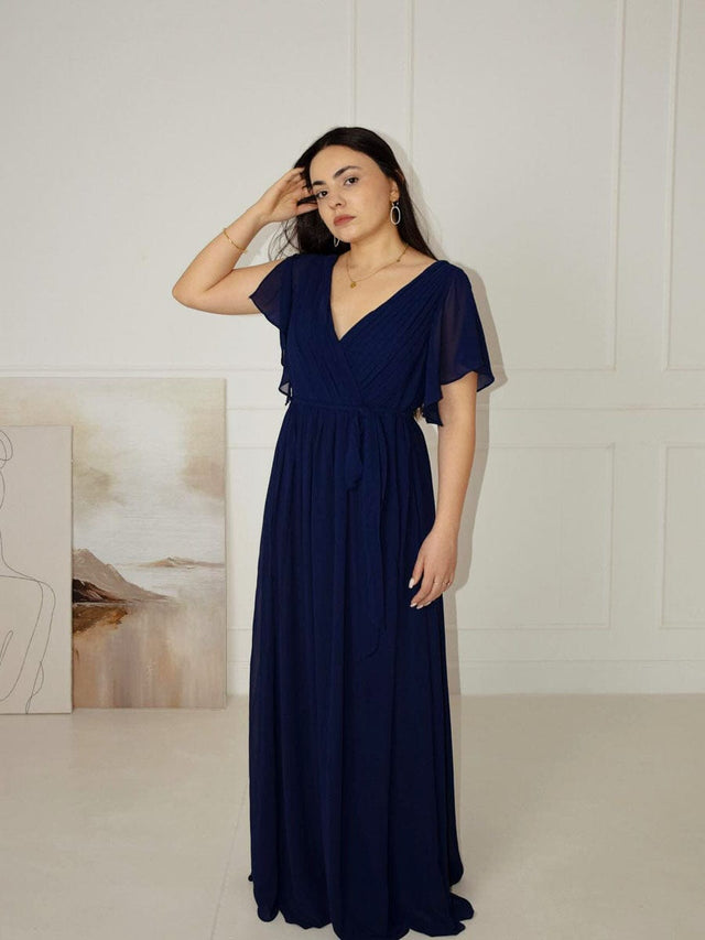 ever LEORA|Flowy Pleated A-Line Chiffon Tie-Waist Bridesmaid Dress Fan Photos 24
