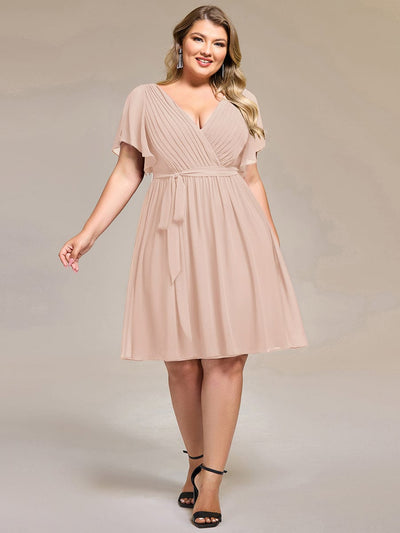 Plus Size Tie-Waist Bridesmaid Dresses #color_Blush