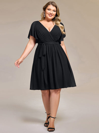 Plus Size Tie-Waist Bridesmaid Dresses #color_Black