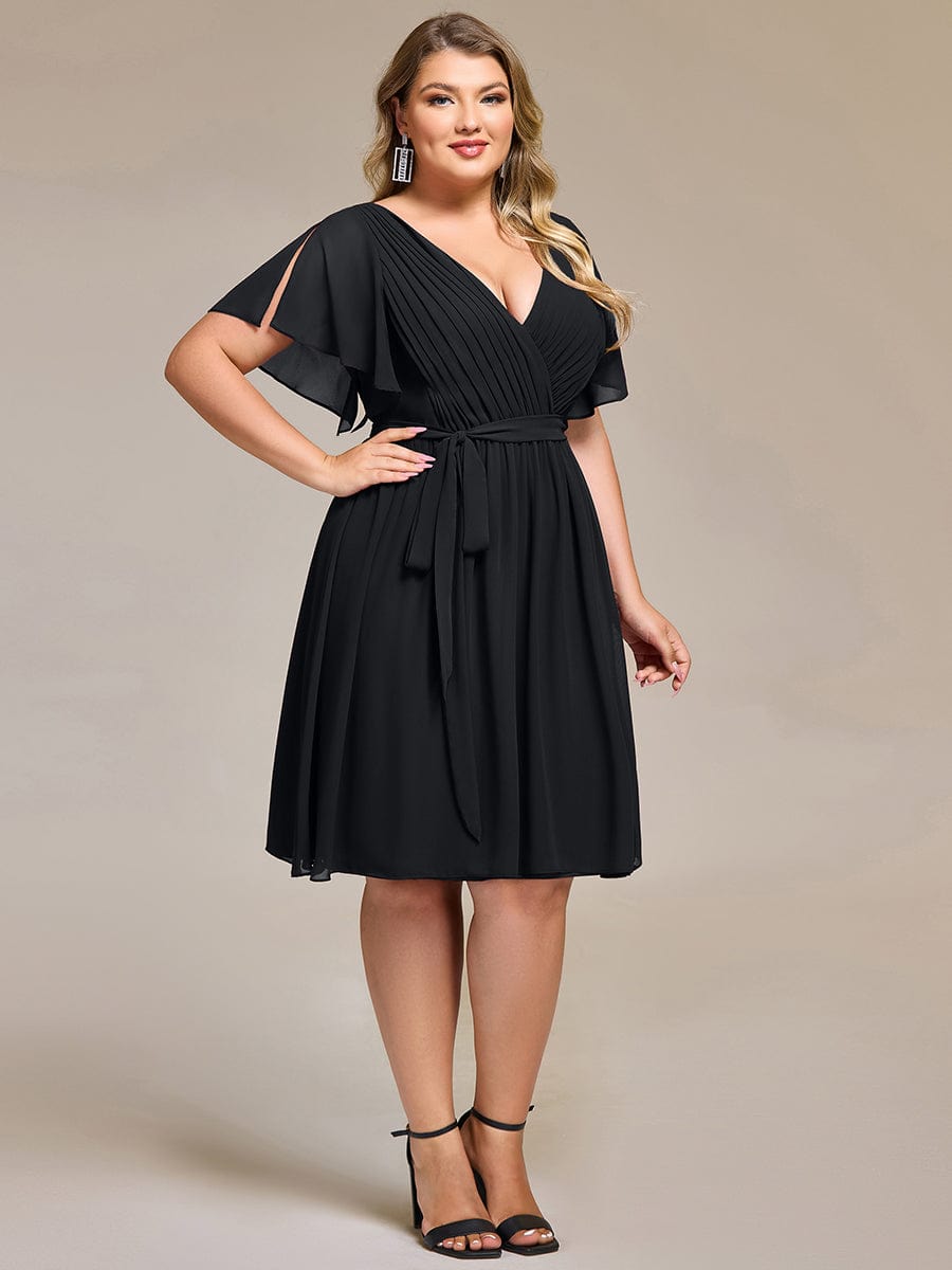 Plus Size Tie-Waist Bridesmaid Dresses #color_Black