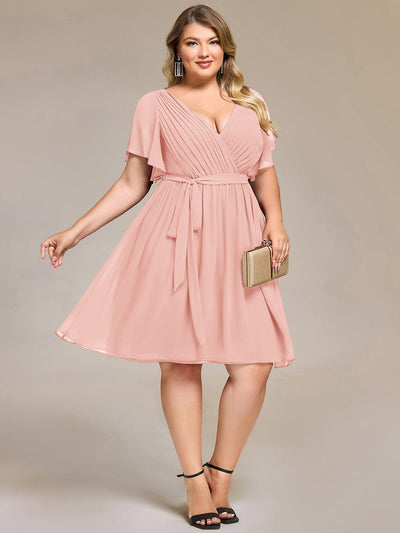 Plus Size Tie-Waist Bridesmaid Dresses #color_Pink