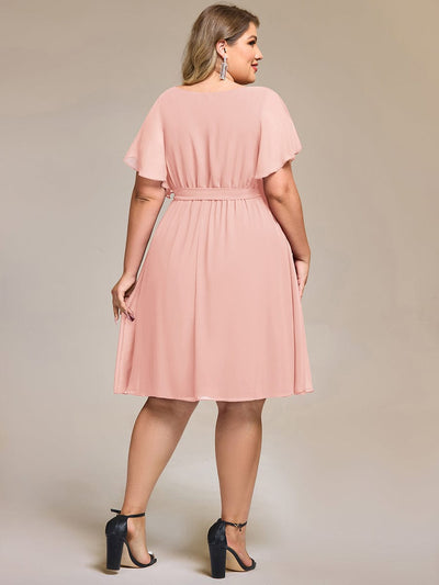 Plus Size Tie-Waist Bridesmaid Dresses #color_Pink