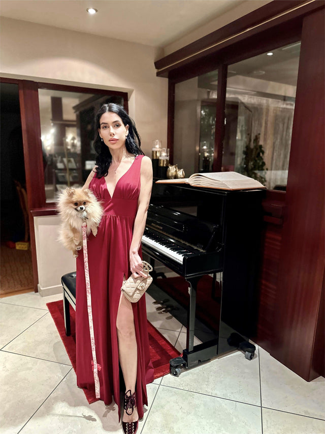 ever SORAYA|Sleeveless V-Neck Empire Waist High Slit Floor-Length Evening Dress Fan Photos 11
