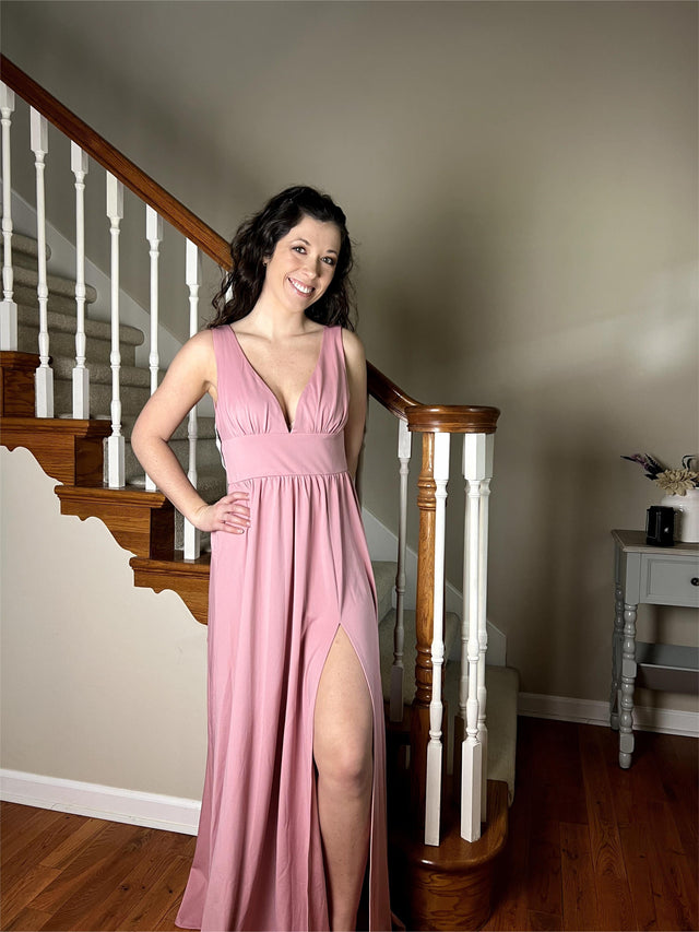 ever SORAYA|Chiffon High Slit Sleeveless V-Neck Empire Waist Formal Evening Dress Fan Photos 6
