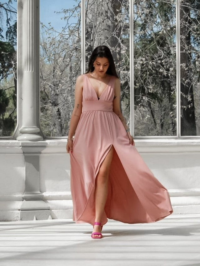 ever SORAYA|Chiffon High Slit Sleeveless V-Neck Empire Waist Formal Evening Dress Fan Photos 5

