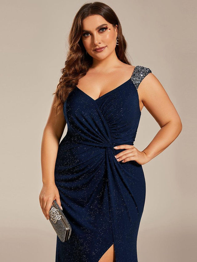 Vintage Off The Shoulder Green Sequin Slit Mermaid Wedding Guest Dress Long Party Dress SP1261