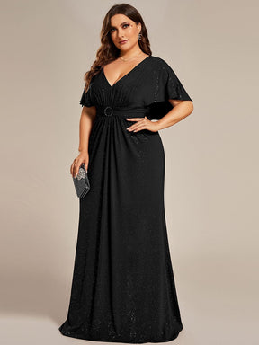 Custom Size Glitter Bat-Wing Sleeve Waist-Cinching Mermaid Formal Evening Dress