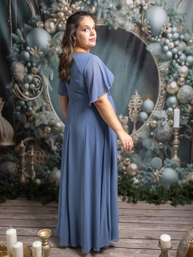 ever IVYROSE|Ruffles Sleeve A-Line Chiffon Waist Applique Maxi Mother of the Bride Dress Fan Photos 10

