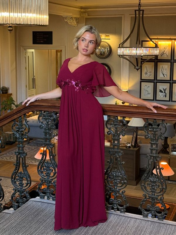 ever IVYROSE|Ruffles Sleeve A-Line Chiffon Waist Applique Maxi Mother of the Bride Dress Fan Photos 5
