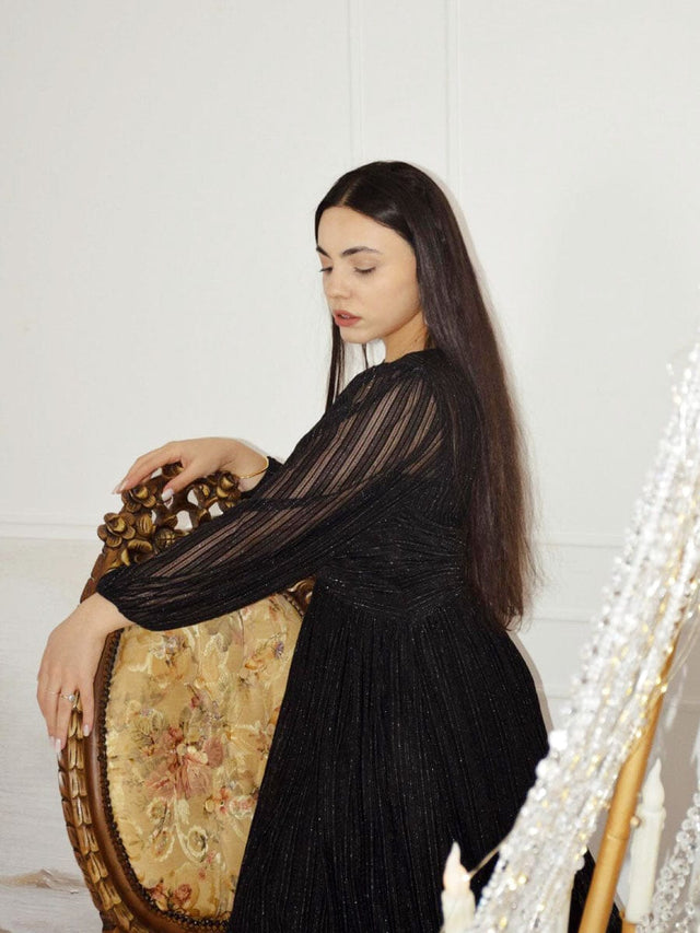 ever BRYM|Glittery Empire Waist Long Lantern Sleeves A-Line Evening Dress Fan Photos 3
