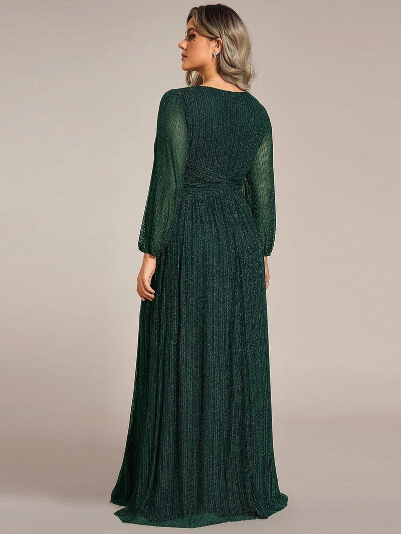 Satin Long Dress Lantern Sleeves Elegant Print Unique Featured Piece Vision