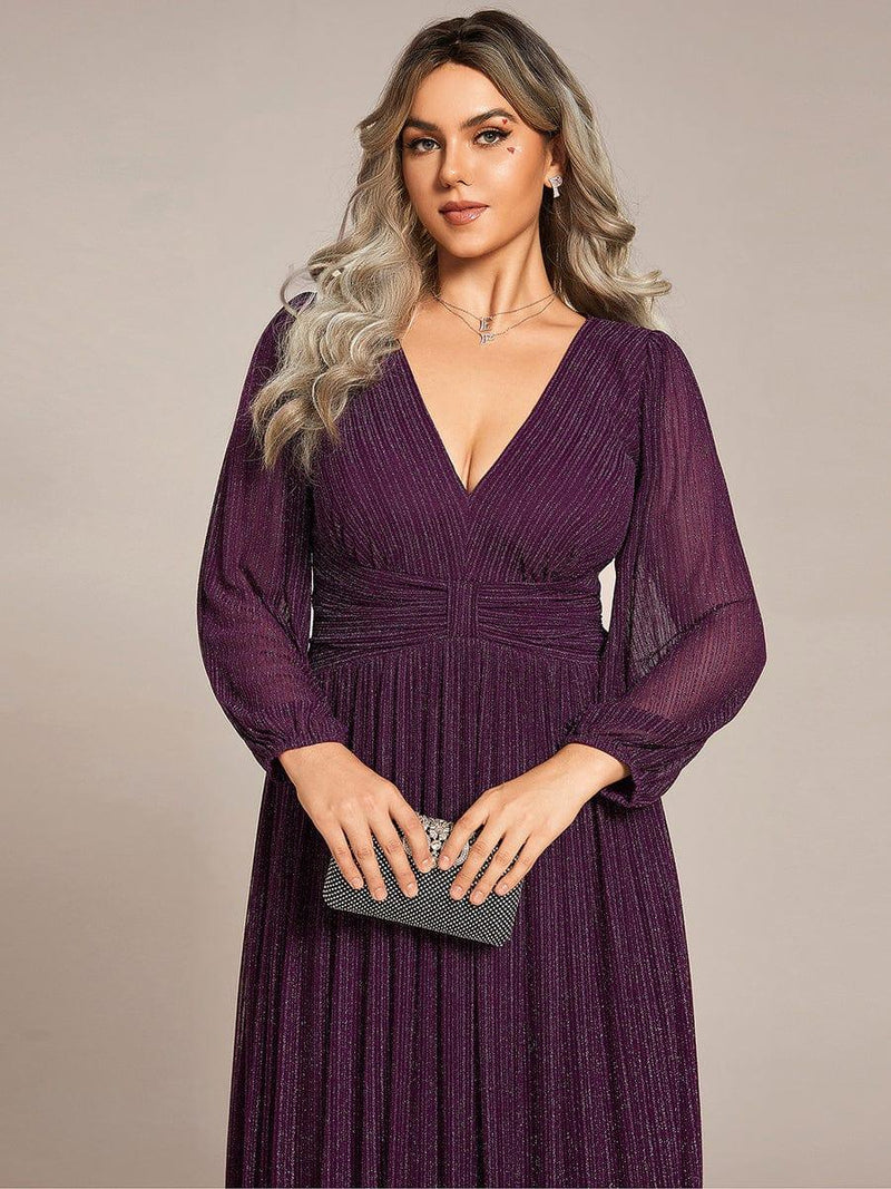 Lantern long sleeve lapel a line print dress for women main image 0