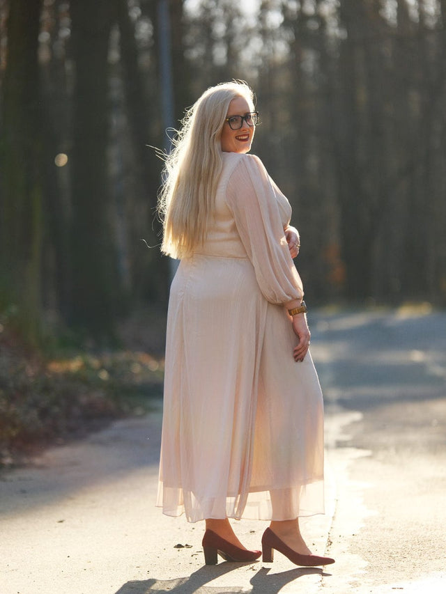 pretty EMBER|Plus Size Twist Knot Louts Leaf Long Sleeve A-Line Evening Dress Fan Photos 4
