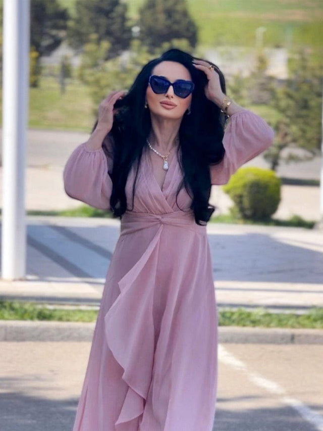 ever EMBER|See-Through Long Sleeve Twist Knot A-Line Lotus Leaf Shimmering Evening Dress Fan Photos 20
