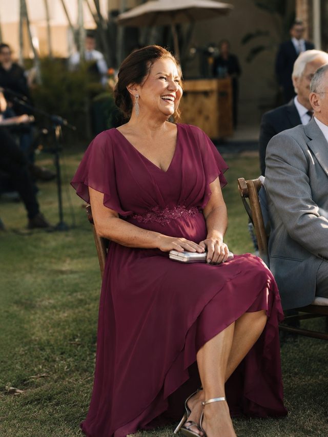 ever LILAS|Elegant A-line Waist Applique Ruffled Mother of the Bride Dress Fan Photos 3
