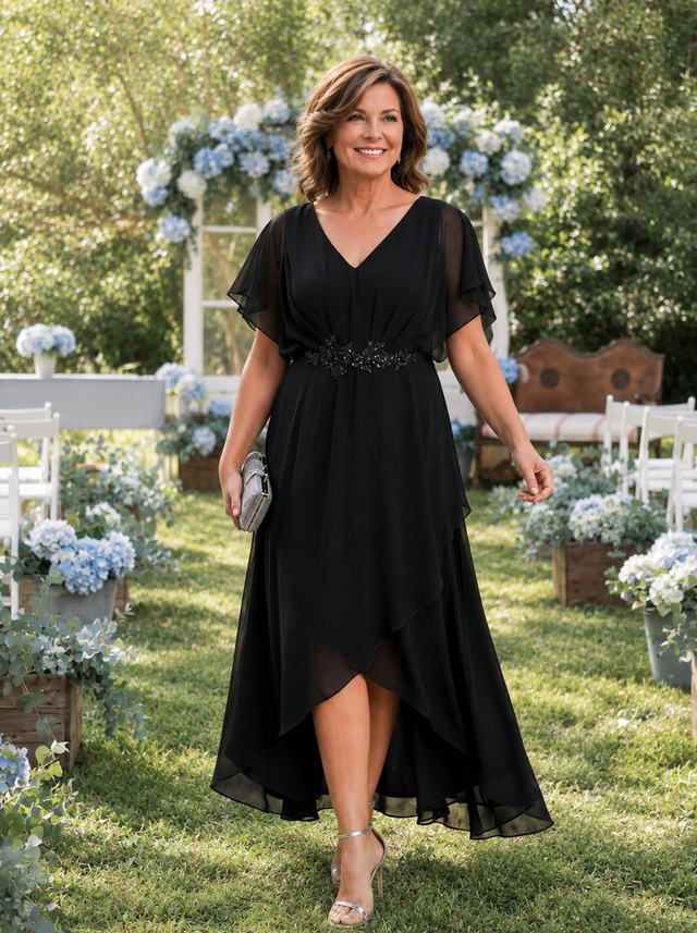 ever LILAS|Elegant A-line Waist Applique Ruffled Mother of the Bride Dress Fan Photos 4
