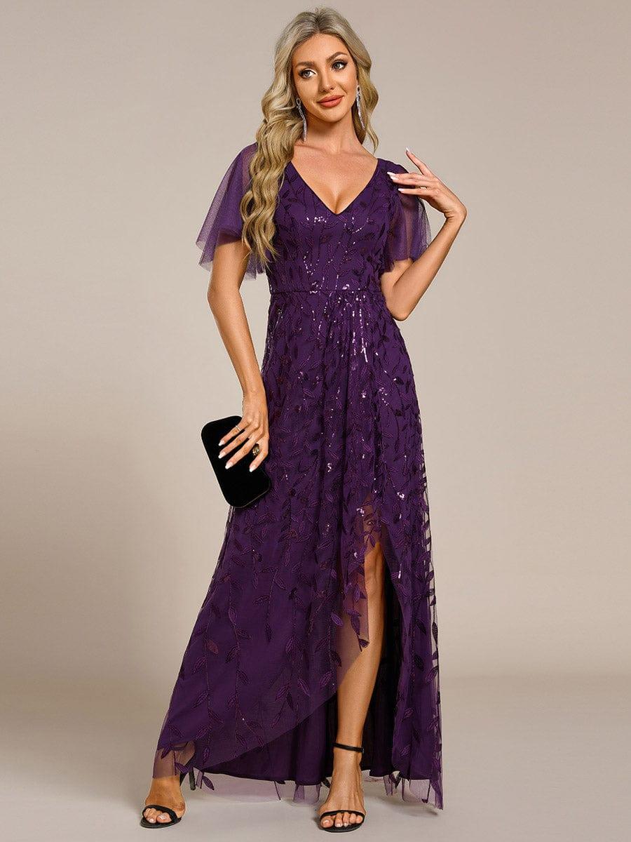 Ever-Pretty Shop Short Sleeves Sequin High Low V-Neck Midi Budget Bridesmaid Dress Ever-Pretty Shop Short Sleeves Sequin High Low V-Neck Midi Budget Bridesmaid Dress