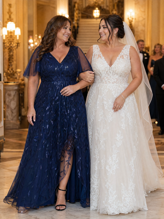 pretty ALIX|Plus Size Short Sleeves Sequin High Low V-Neck Midi Formal Evening Dress Fan Photos 12
