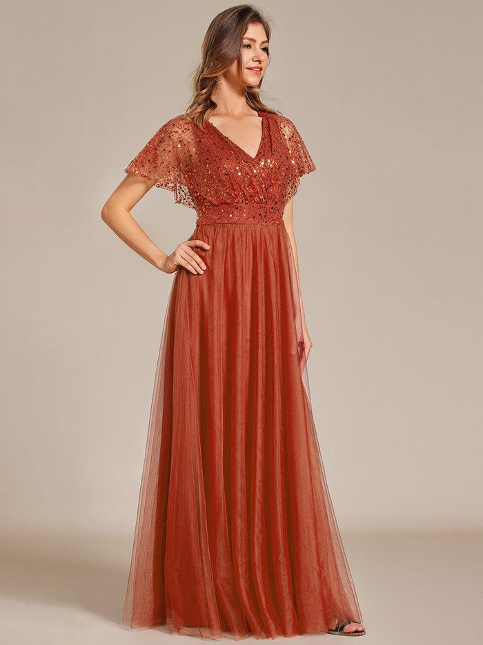 Pretty Off The Shoulder Tulle Sequin A Line Long Party Dress Evening Dress