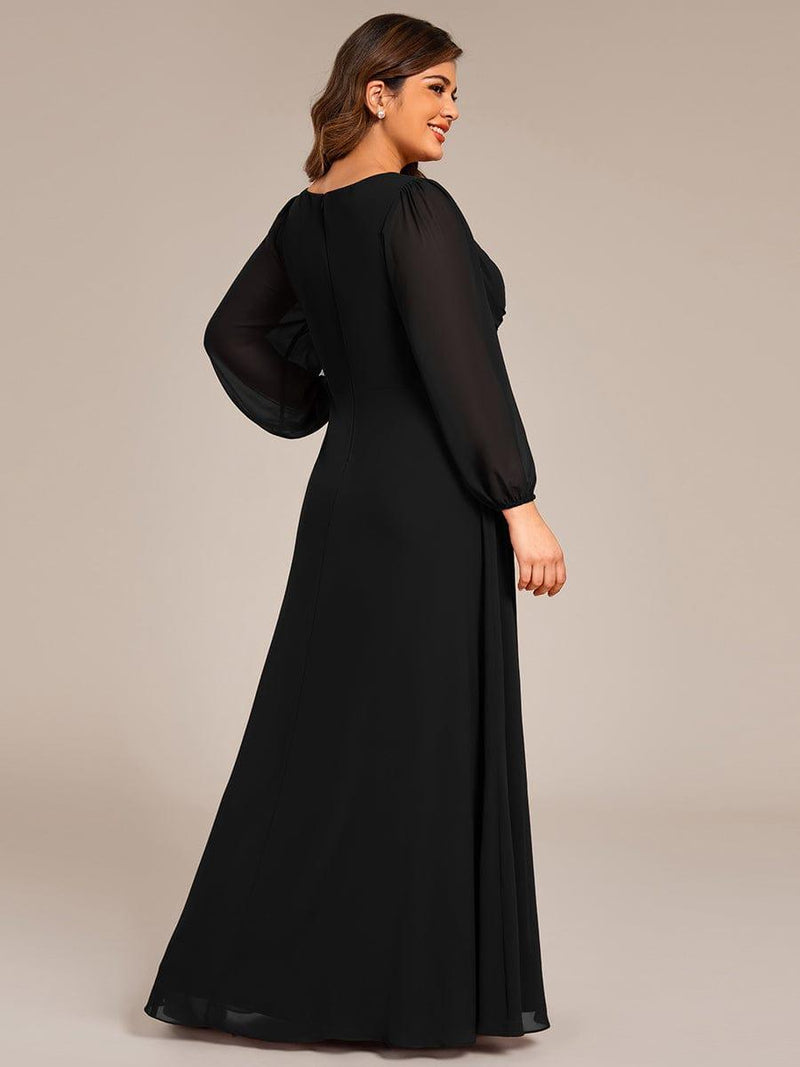 A-line Short Sleeves Lace Top Pleated Chiffon Dress Regency