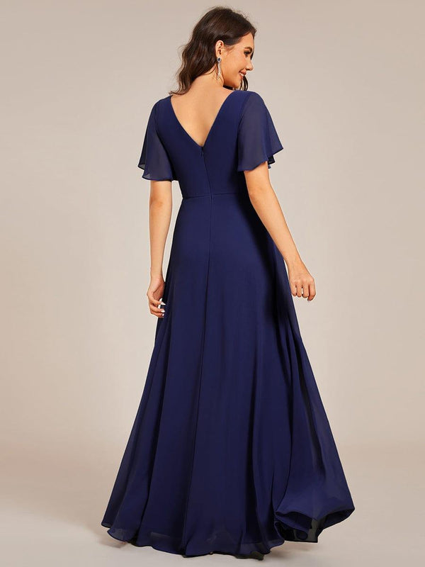 Elegant Pleated Front Overlap Deep-V Bodysuit