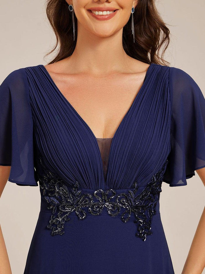 Elegant Pleats V Neck Maxi Dress