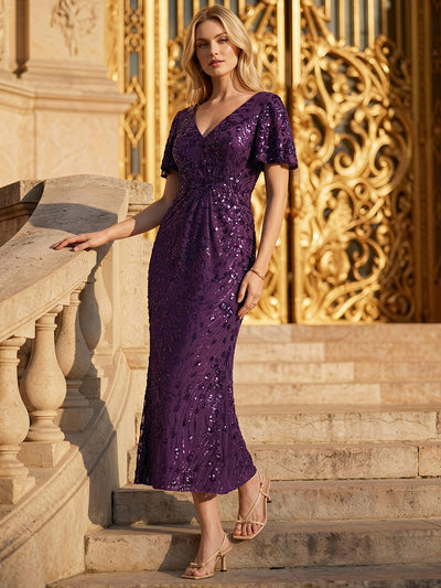 ever PALMER|Sequin Embroidery Mermaid Formal Dress