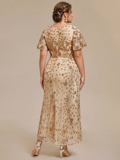 Plus Size Sequin Mermaid Formal Dress #color_Gold