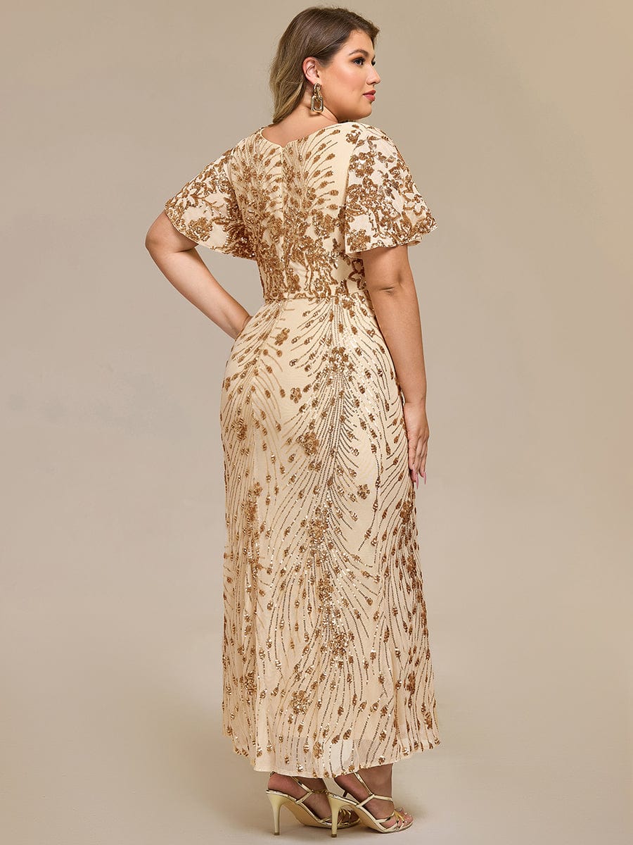 Plus Size Sequin Mermaid Formal Dress #color_Gold