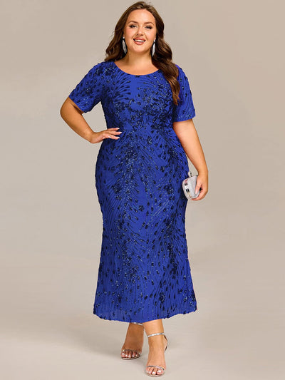 Plus Size Sequin Mermaid Formal Dresses #color_Sapphire Blue