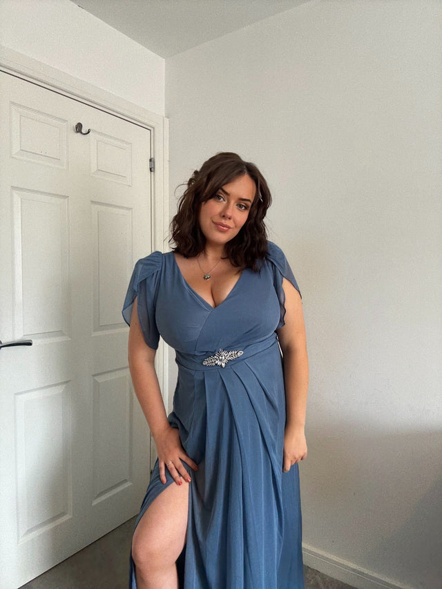 pretty NOAH|Plus Size Waist Decoration Chiffon A-Line Formal Dress Fan Photos 2
